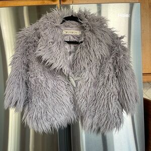 Murmur Women's Light Lavender Faux Fur Fuzzy Crop